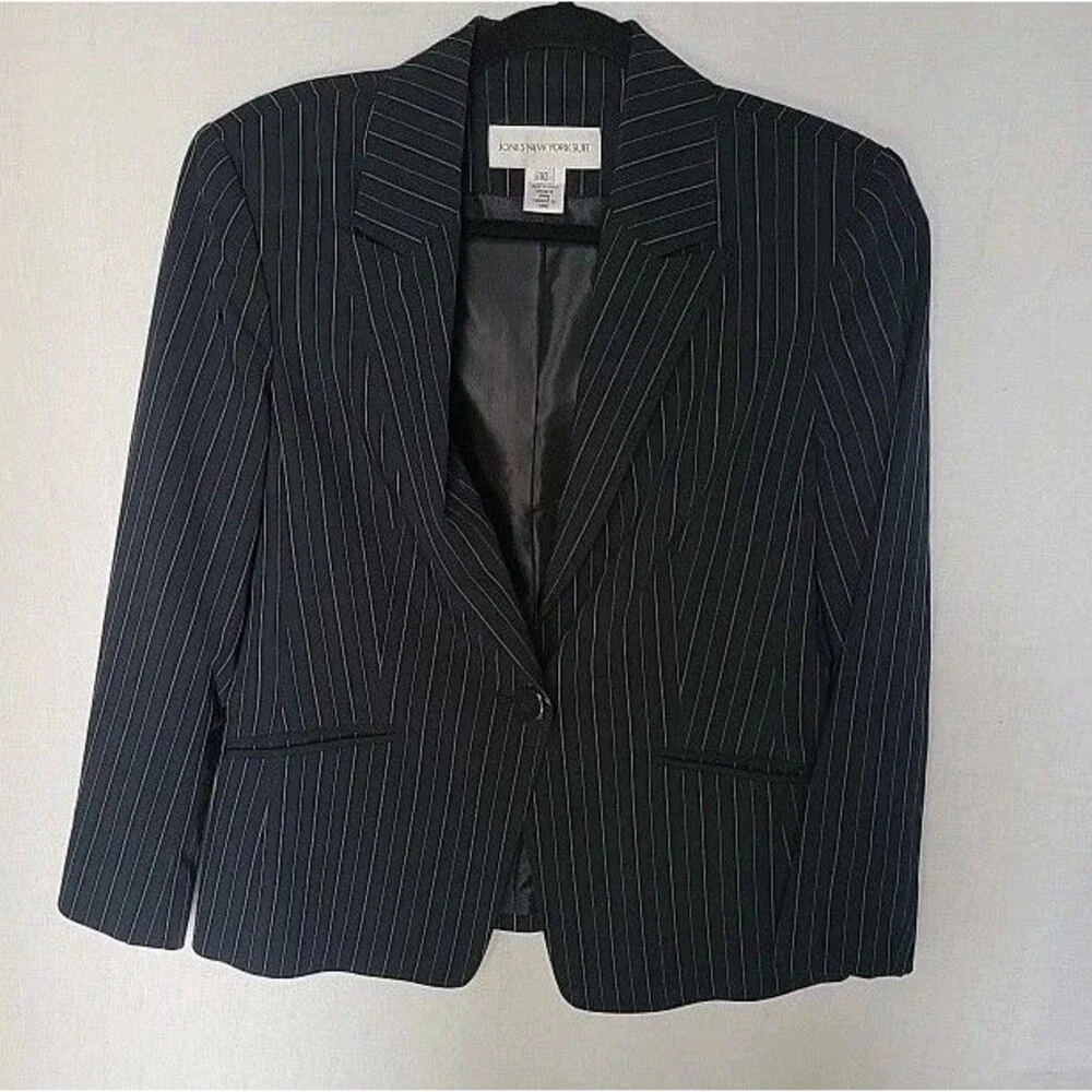Jones New York Blazer 10 Single Breasted One Button Stripe